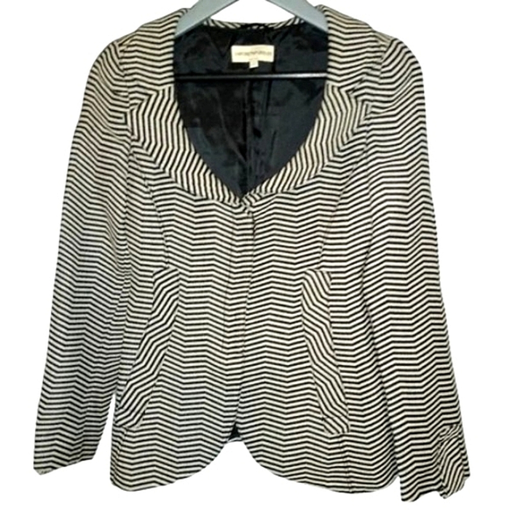 Emporio Armani Striped Knit Blazer Designer Jacket Vintage Black White Stripe 2